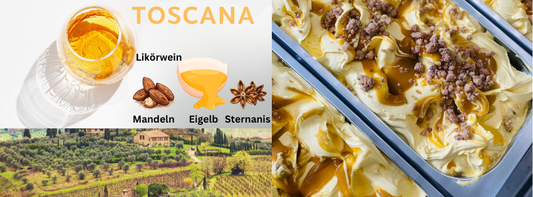 Für wahre Genießer Ob als klassisches Eis in der Waffel oder als raffinierte Dessertkreation – unser Toscana Eis sorgt für besondere Genussmomente. Holen Sie sich die italienische Lebensart auf Ihre Dessertkarte!